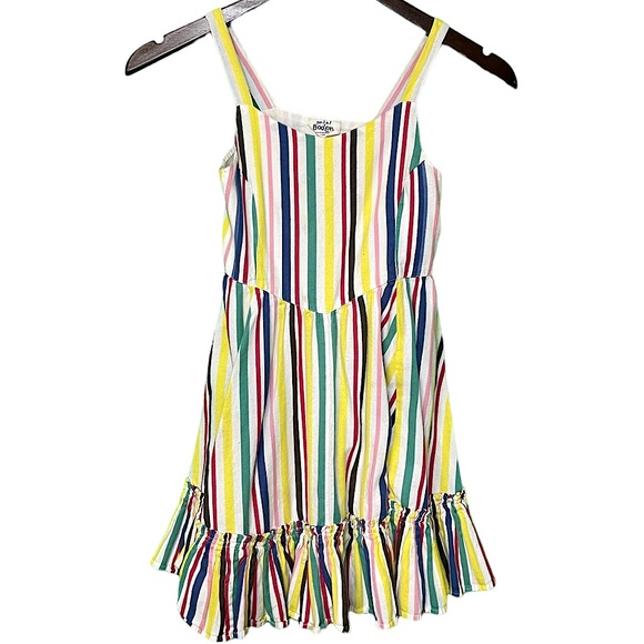Mini Boden Colorful Striped Ruffle Dress - Picture 1 of 4